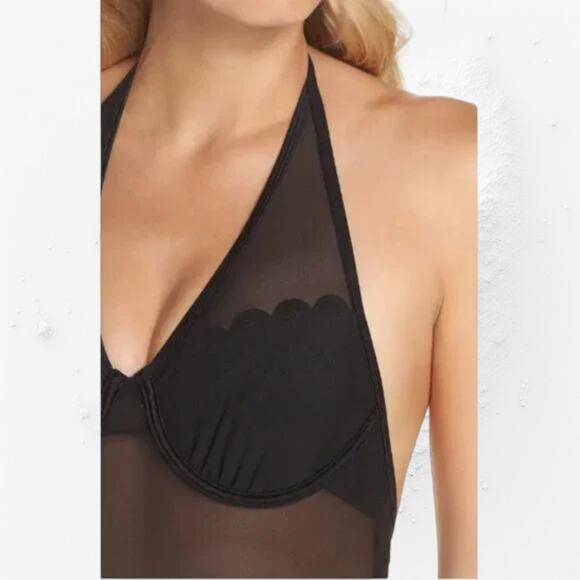 (50% OFF) NWT TED BAKER Kesia Scalloped Mesh Swimsuit Black 32 C/D - Picture 9 of 10